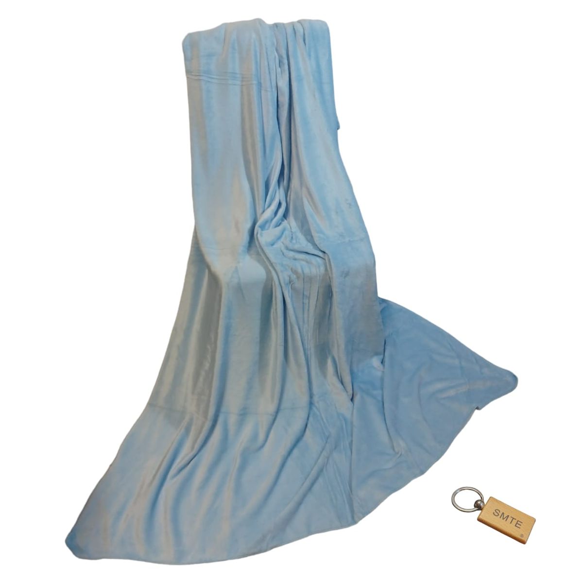 SMTE - Compact Travel Fleece Blankets 180 x210cm + KeyringLight Blue