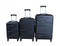 SMTE - Durable Black 3Piece ABS Luggage Set with Spinner Wheels and Locks