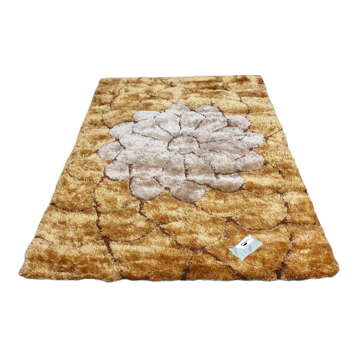 SMTE - Quality Heavy Duty Fluffy/Shaggy Rug & Tieback (Persia-01) - Gold