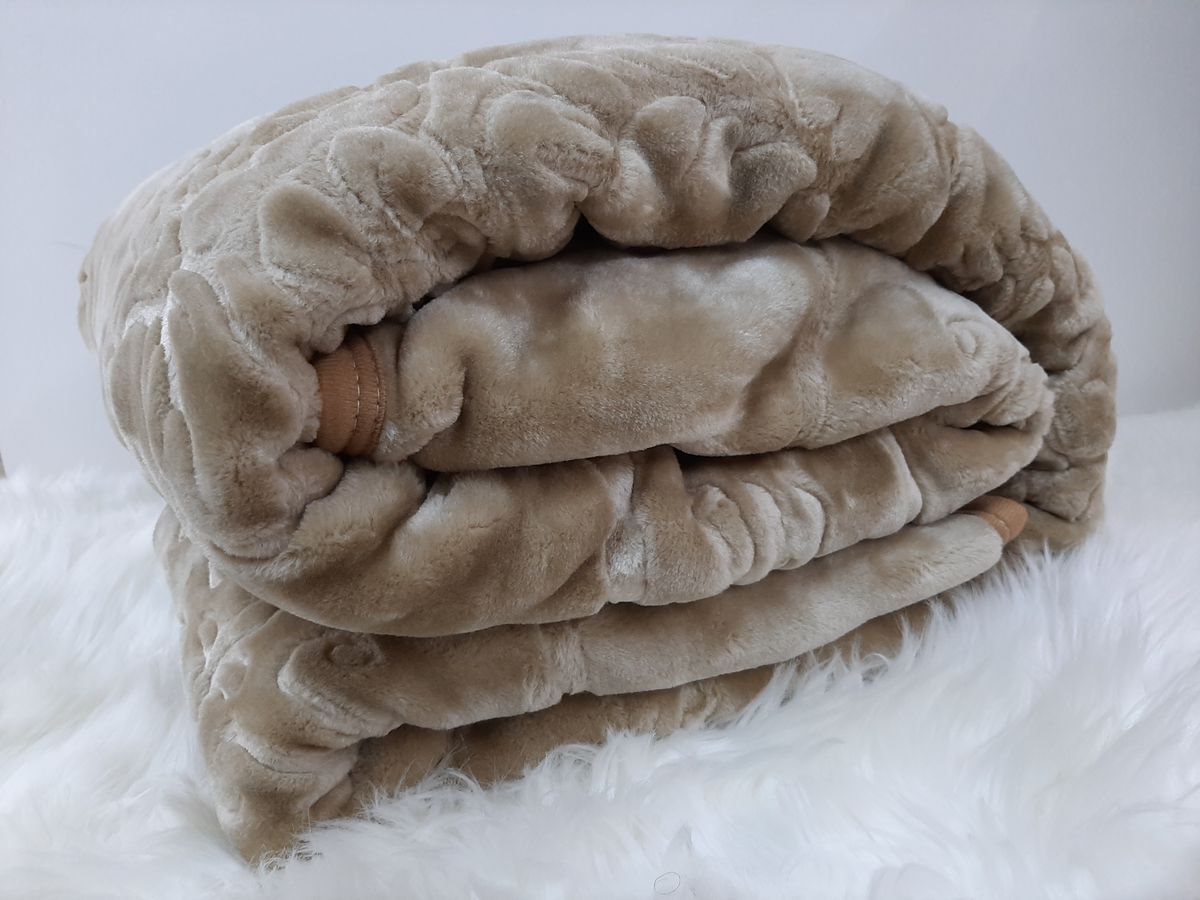 SMTE - New Double Size Blanket - One-Ply - Warm And Soft with IYWA Tieback - Light Beige
