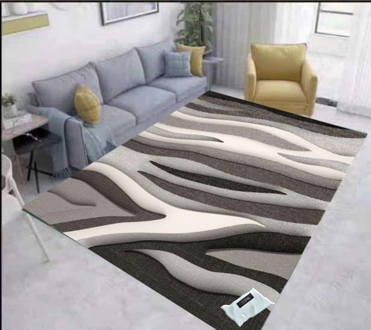 SMTE - Modern 3D Geometric Design Area 17 Rug & Complementary IH Tieback
