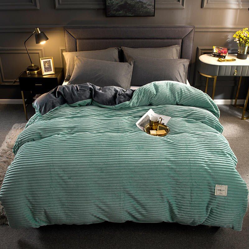 SMTE - Flannel Corduroy Comforter - 220x235cm - Turqoise
