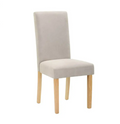 SMTE - Polyester Dining Chair High Back with Solid Wood Oak effect Legs - Beige