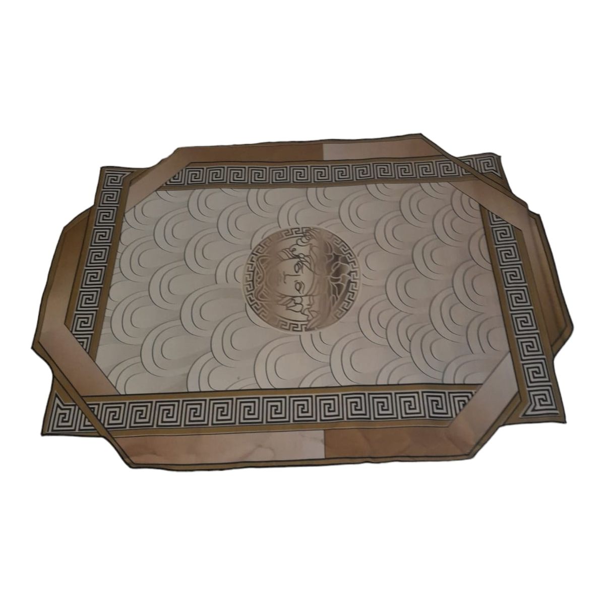 SMTE -  Quality Large 3D Printed European Style Rug - White & Gold - F1 - B05