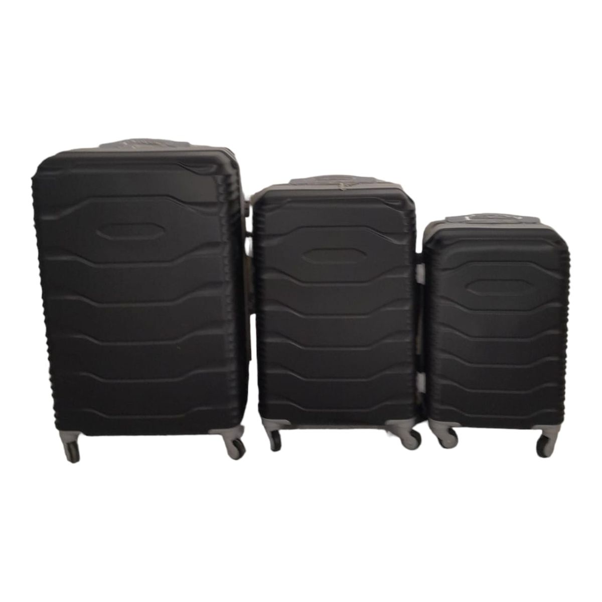 SMTE - 3 Piece ABS Trolley Luggage Bag Set - V1-F18 - Black