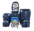 SMTE - 5Piece Luggage SetNavy ABS Trolleys + Avengers Kids Case & Lion Schoolbag