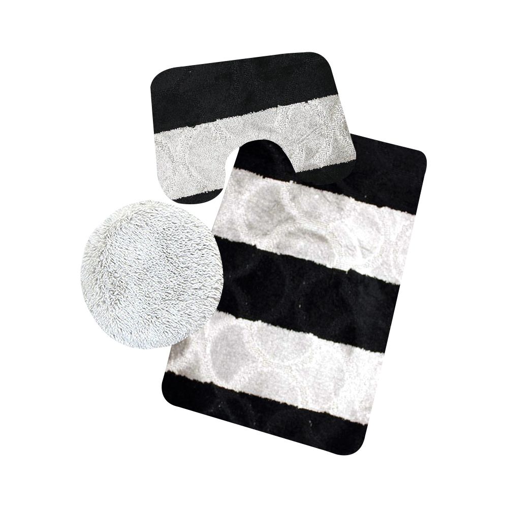SMTE - Stunning 3 Piece Anti-Slip Soft Foam Bathroom Set - Grey Black