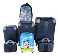 SMTE - Navy ABS 5Piece Luggage Set with Spinner Wheels, Mickey Case & School Bag