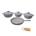 SMTE - Premium 7Piece Cast Iron Cookware Set+  KeychainLight  Grey