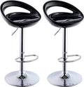 SMTE - Height Adjustable Bar Stools/Kitchen Counter Chairs - Set of 2 - Black