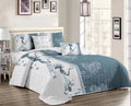 SMTE - Bedspread Set - 5-Piece Microfiber Grey Butterfly Lady - Queen