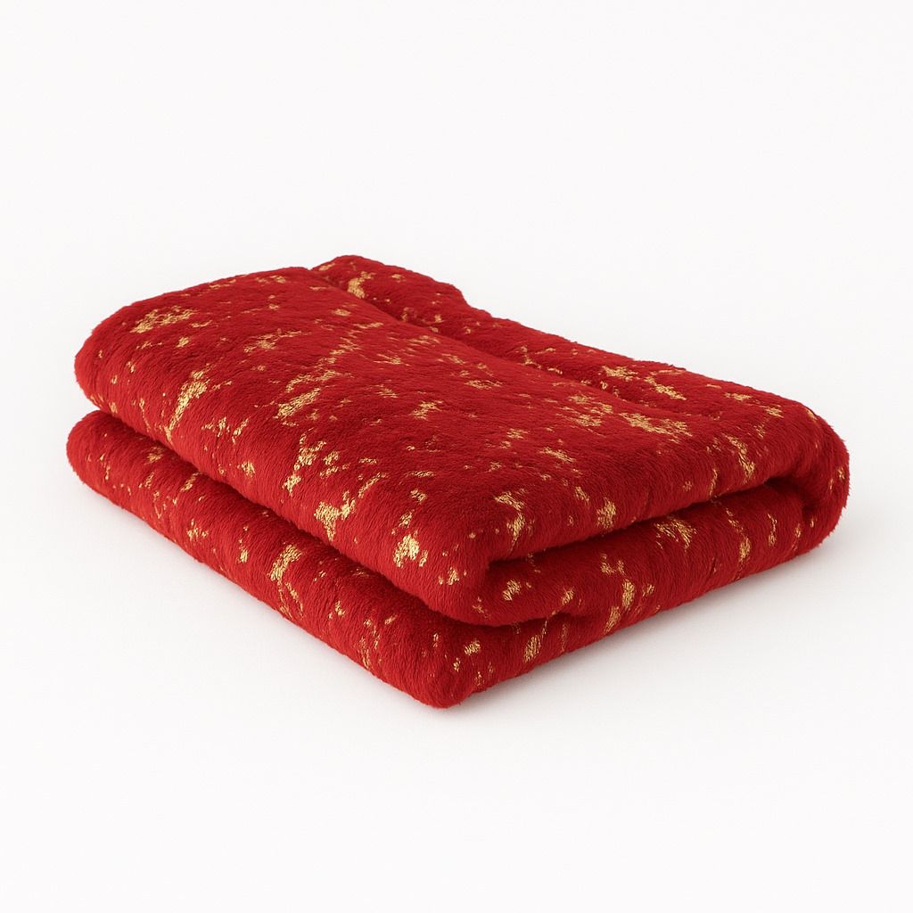 SMTE - FLEECEX Metallic Marble Plush Fleece Blanket & Throw180 x 200 cmRed
