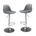 SMTE - Set of 2 Modern Height-Adjustable Bar Stools with Metal Frame - Grey