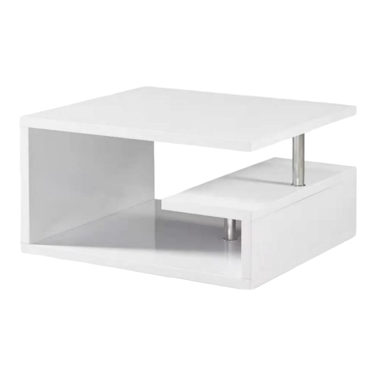 SMTE - Coffee TablesTempered Glass TopWooden BaseWhite