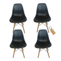 SMTE - Plastic Chair With Wooden Leg Set of 4+  KeychainBlack
