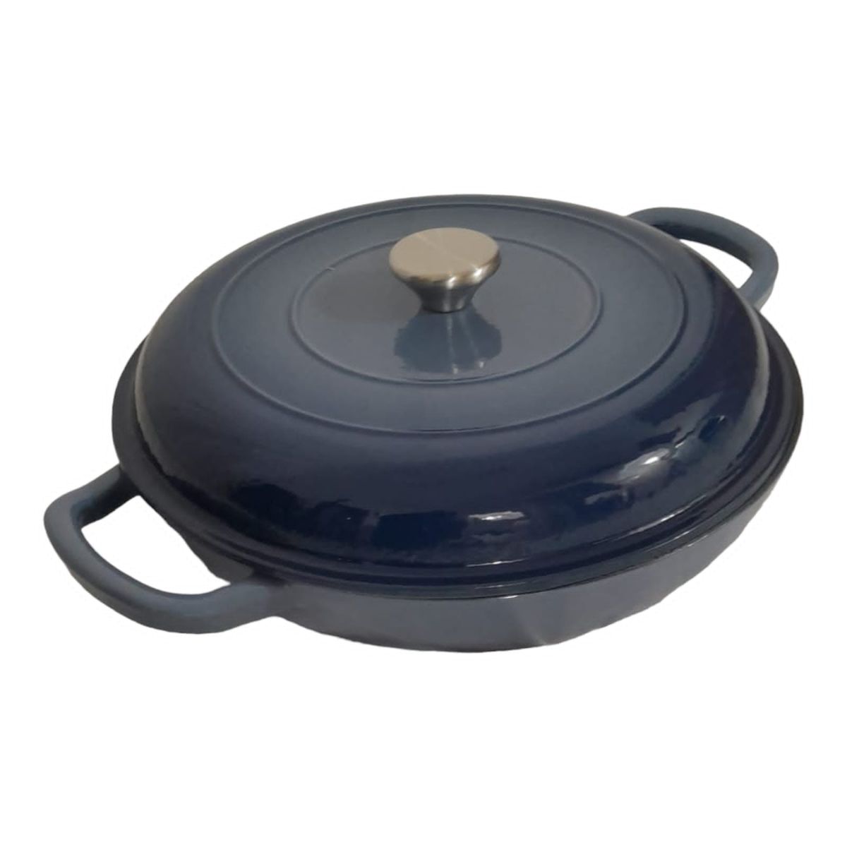 SMTE - 30cm Enamel Coated Red Cast Iron Casserole (Non-Stick)-Navy