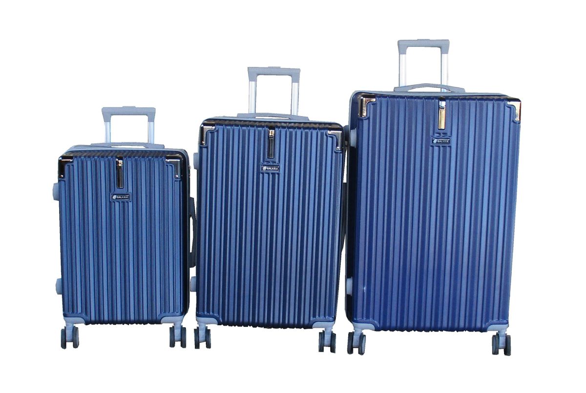 SMTE - Navy 3Piece Luggage Se,Spinner Wheels,Telescopic Handle,Reinforced Corners