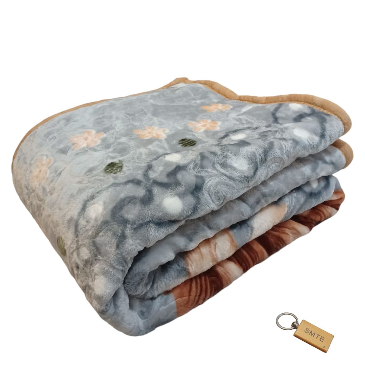 SMTE -  :Cozy 2Ply NonFiber Blanket: Keep Your Winter Warm + KeyringLight Blue