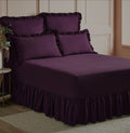 SMTE -  6-piece Frilled Bed Sheet Set - Purple - M