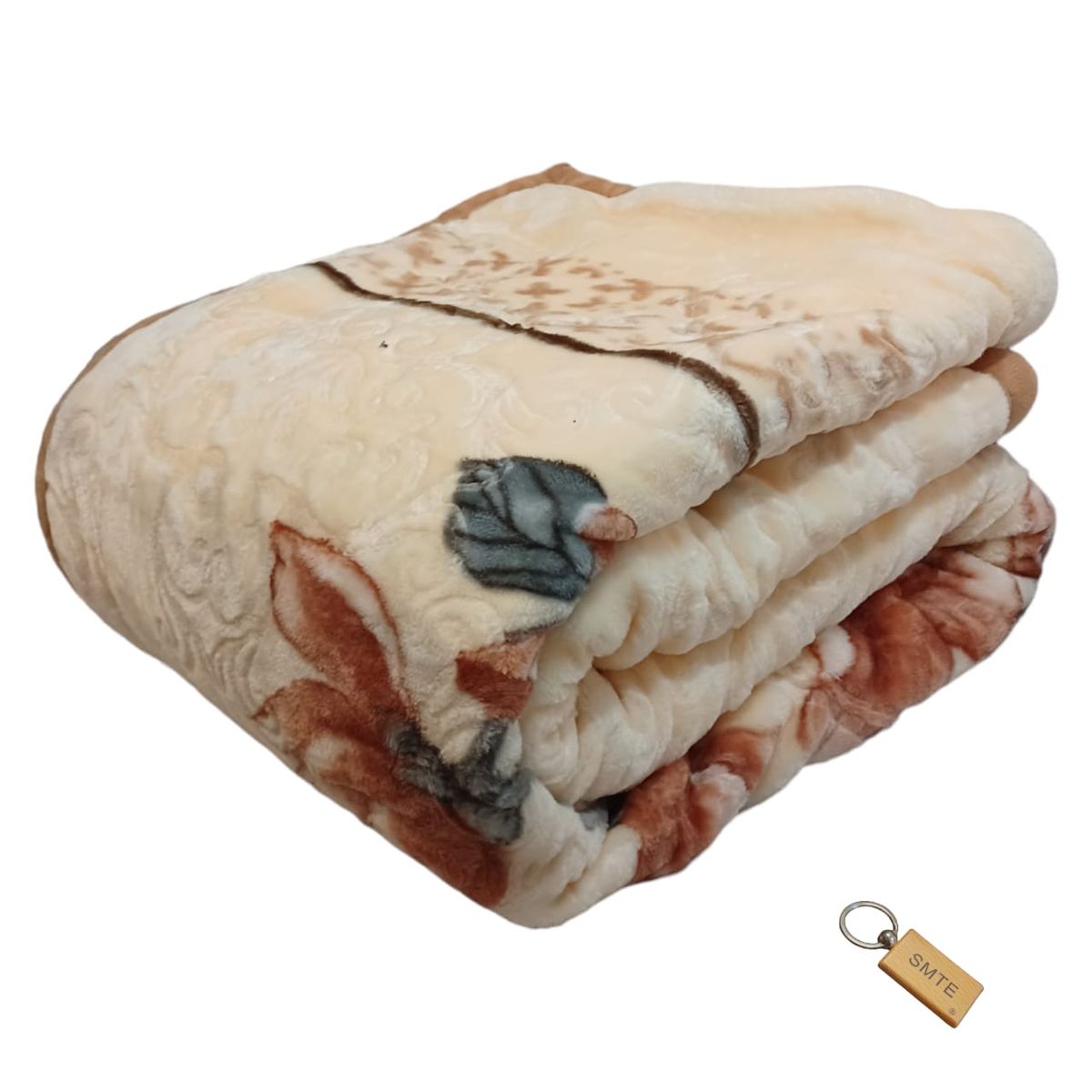 SMTE -  :Cozy 2Ply NonFiber Blanket: Keep Your Winter Warm + KeyringWhite