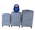 SMTE - Silver 3Piece ABS Luggage Set + Blue Ladybug Kids Backpack