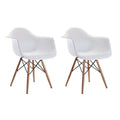 SMTE - Set of 2 Creative Design Eames Dining Chairs With Armrests - White