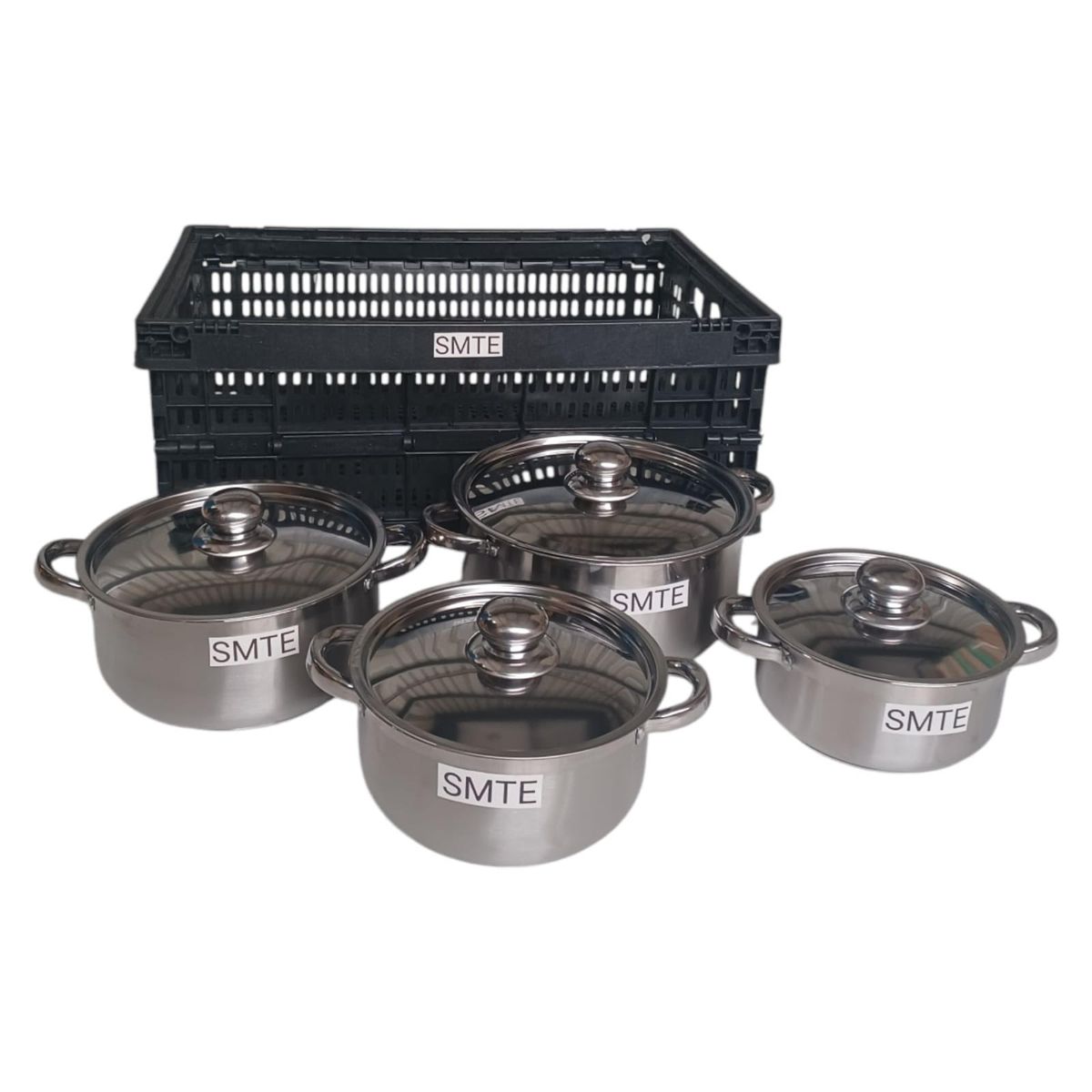 SMTE -  8Piece Camp Cookware Set with Storage Crate