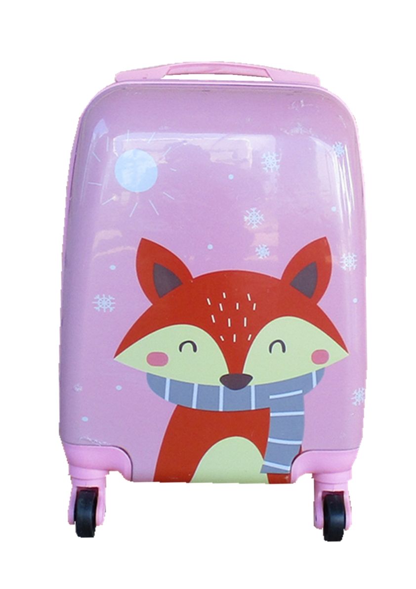 SMTE - Kiddies Cartoon Hand Luggage Kids School Bag Suitcase for ChildrenPink Red Cartoon fox