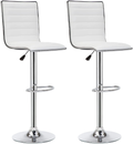 SMTE - Striped  Modern Bar Stools  - Set Of 2 - White