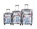 SMTE - Blue Star PU Leather Expandable Trolley Luggage Set of 3USA Print