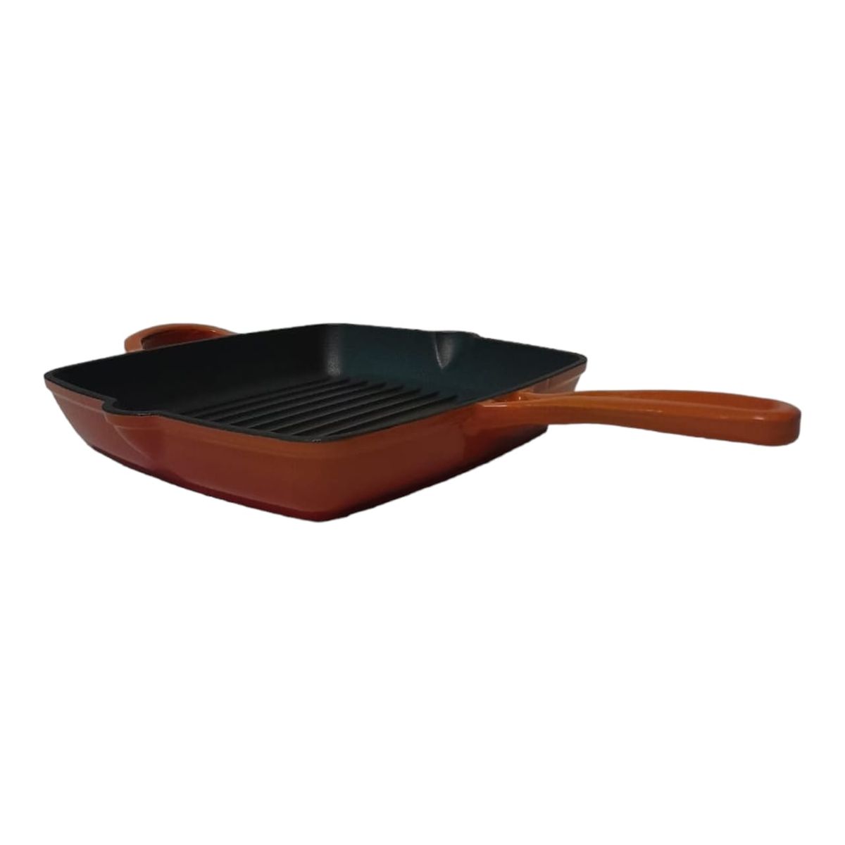 SMTE - Sastro - 1 Pieces Quality 25cm Cast Iron Grill Pan Sage - Orange