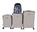 SMTE - 3Piece ABS Luggage Set with Spinner Wheels & Military BackpackCream
