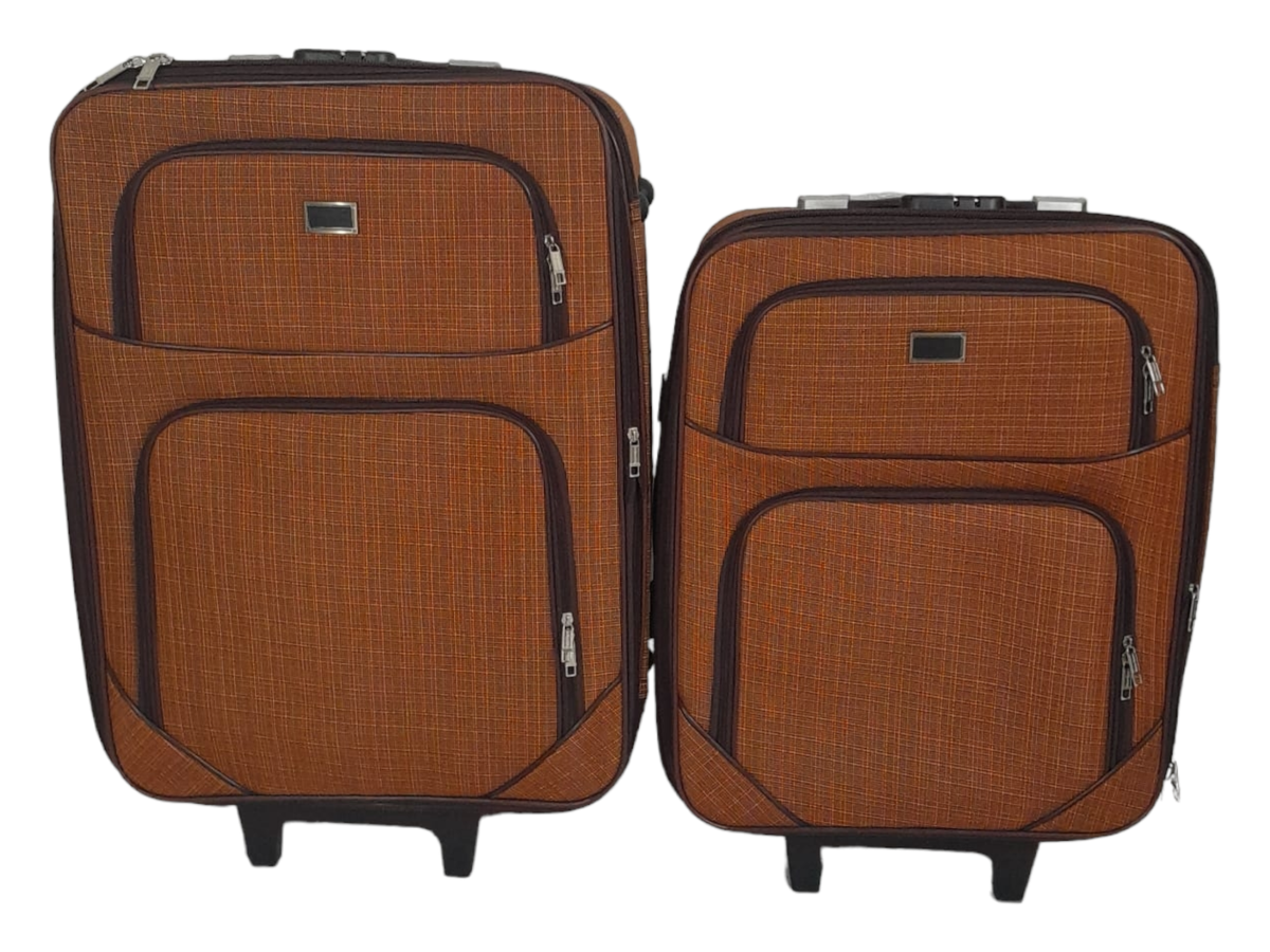 SMTE -  2- Piece Trolley Travel luggage Spinner- Fabric - Orange - 58 cm