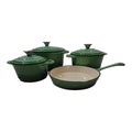 SMTE - Pot set 7 Piece Cast Iron Grooved Lid Green