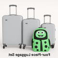 SMTE - Kids' Ladybug BackpackCartoon Face & Mesh Pocket + 3 Piece Luggage SetLime
