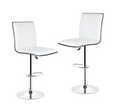 SMTE - Adjustable Swivel Bar Stools-Faux Leather with High Backrest - Set of 2 - White