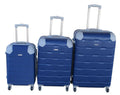 SMTE - Navy 3Piece ABS Luggage SetSpinner Wheels , Telescopic Handle & Durable