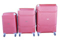 SMTE - 3 Piece Hard Outer Shell Quad Wheel Luggage Set - S-1-5 - Red