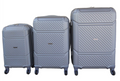 SMTE - 3Piece ABS Trolley Luggage SetSilver, Spinner Wheels, Builtin Lock