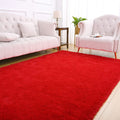 SMTE - Cozy Shag Collection Solid Shag Rug Red