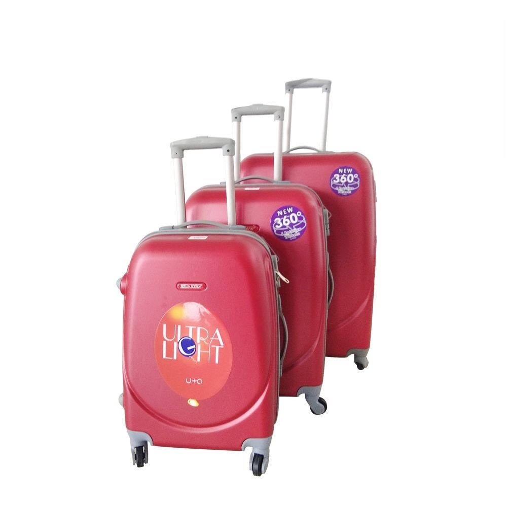 SMTE - 3Piece ABS Luggage SetLightweight Spinner Wheels, Durable Red