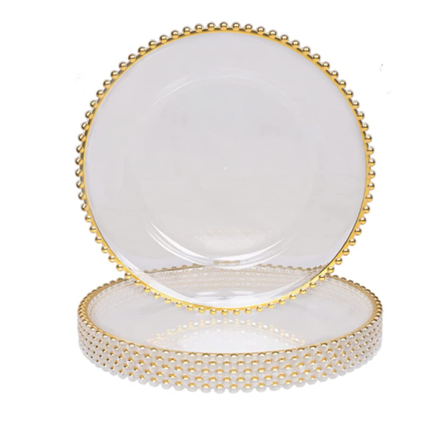 SMTE - Round Transparent Underplate with Gold Trimming25 Pack