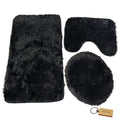 SMTE - Sumptuous Comfort: Plush and Fluffy Toilet Seat Cover+ KeyringBlack
