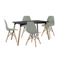 SMTE - 5 In 1 Perla Rectangular Dining Table and Chairs Set - Grey