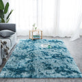 SMTE - Three Tone 200 x 150 Blue Fluffy Carpet - Shaggy & Foldable Rug Light Blue