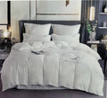 SMTE - 6 Piece - Soft Plain Duvet Cover set - White