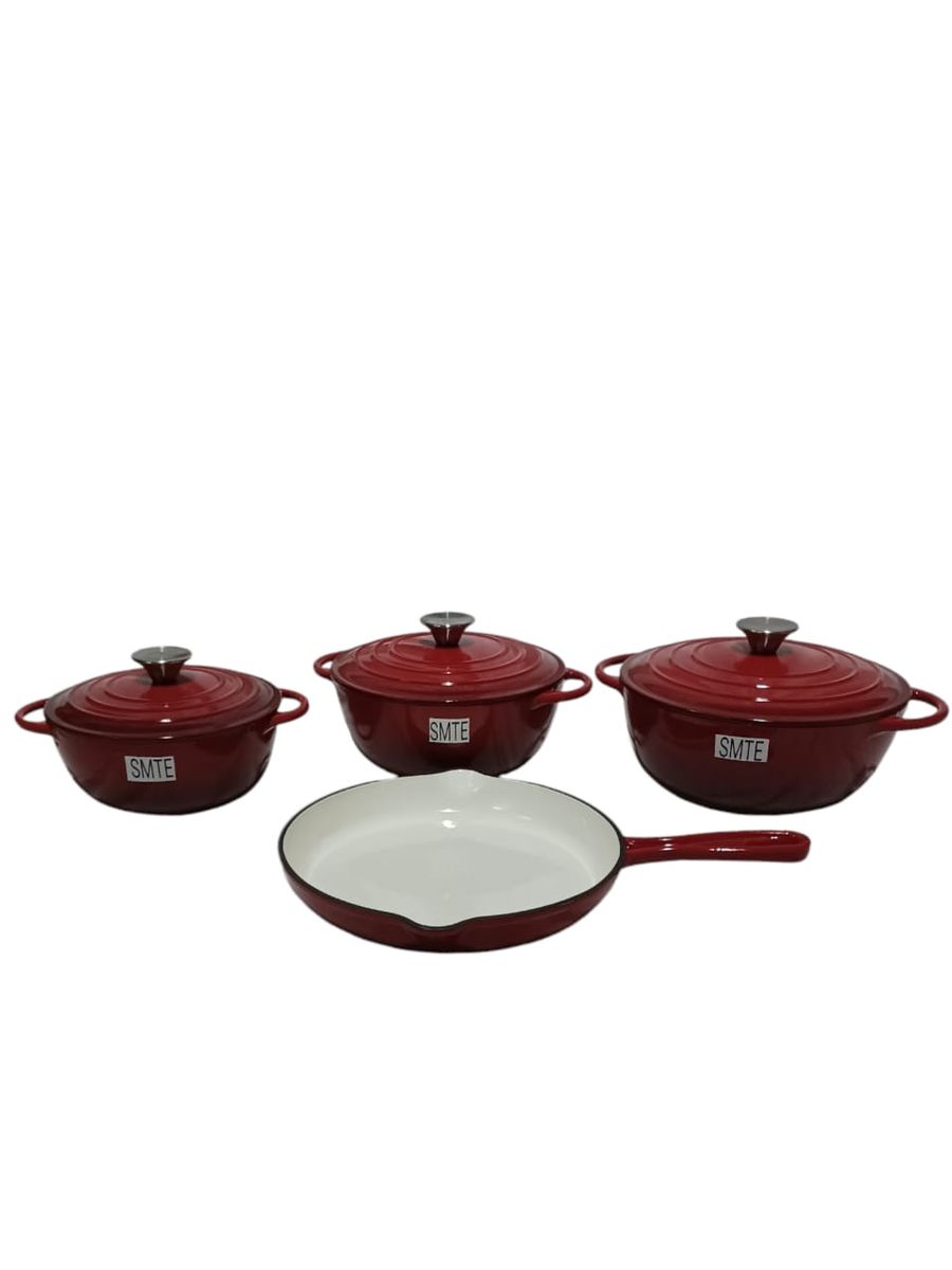 SMTE -  7Piece Cast Iron Pot SetRed