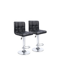 SMTE - Pair of Als Leather Swivel Bar Stools - Black