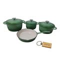 SMTE - Premium 7Piece Cast Iron Cookware Set+  KeychainLime Green