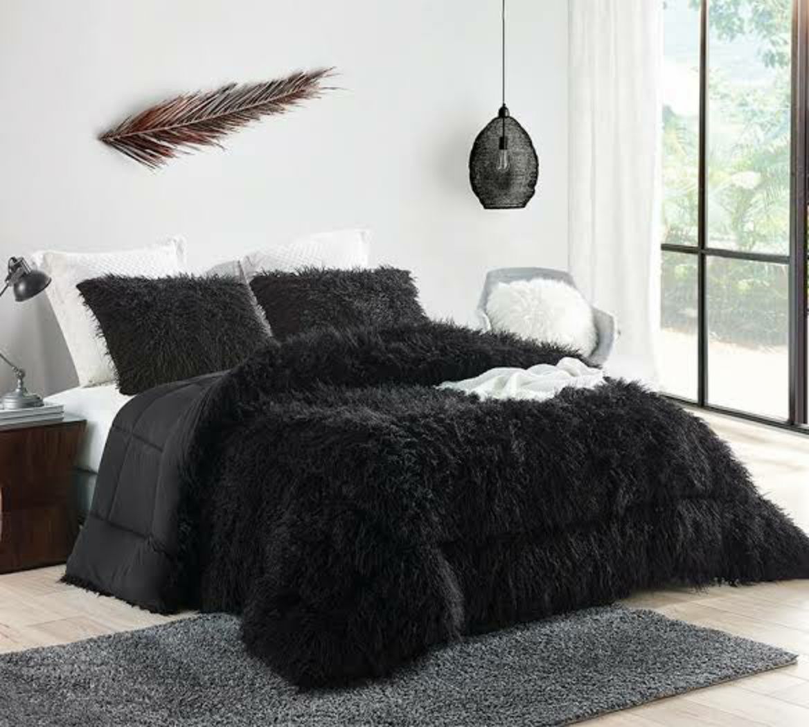 SMTE - 3 Piece Fluffy Comforters - Black